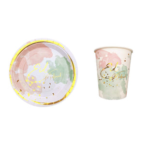 Eid Mubarak Plate and Cup Set - Pastel Watercolour