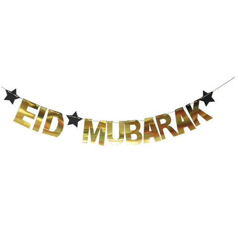 Eid Mubarak Cut Out Lettering - Serif Font Rope (Moon & Black Star)
