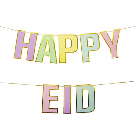 Happy Eid Foil Multicolour Bunting Letter Flags Decoration