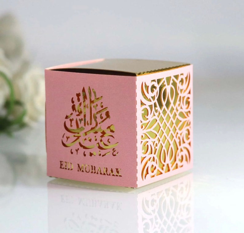 Eid Mubarak Candy Sweet Gift Boxes - Pack of 5 - (Pink & Gold)