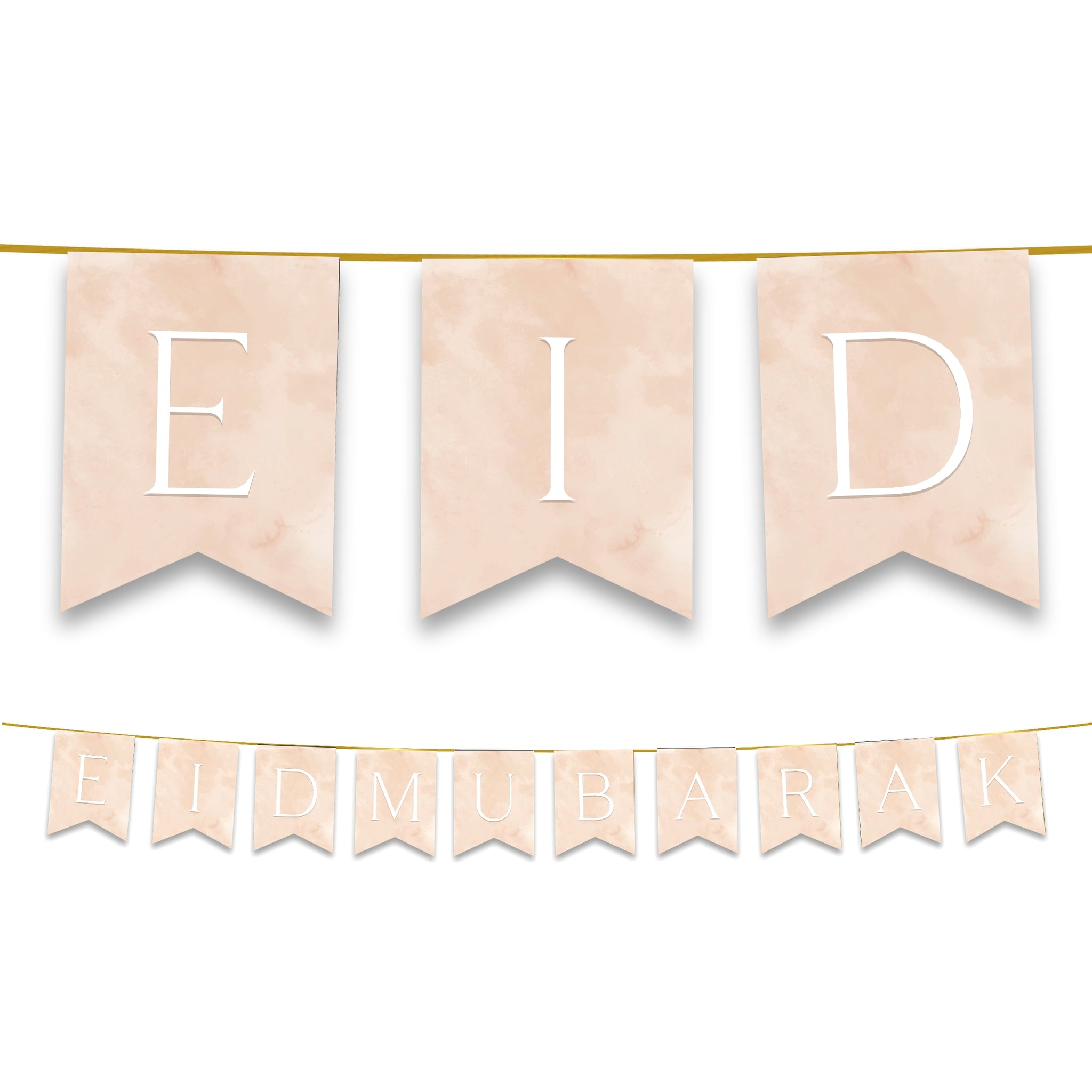 Eid Mubarak Bunting - Natural Watercolour Letter Flags Decoration