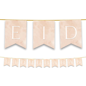 Eid Mubarak Bunting - Natural Watercolour Letter Flags Decoration