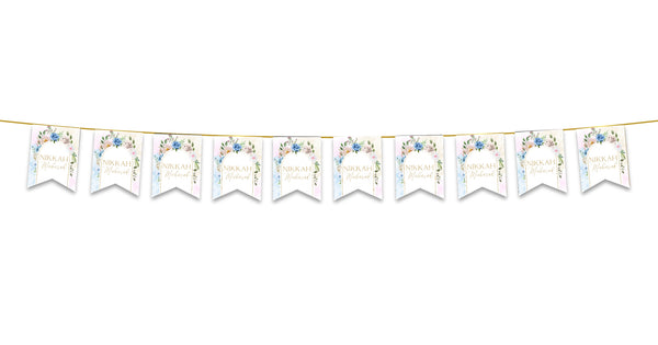 Nikkah Mubarak Bunting - Pink Floral Watercolour Islamic Wedding Decoration