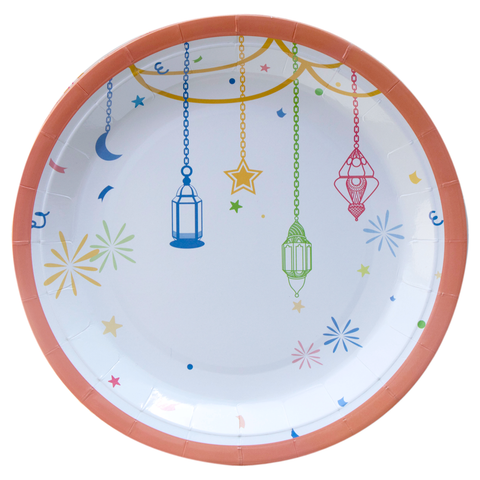 Eid Mubarak Plate - Multicolour Lanterns