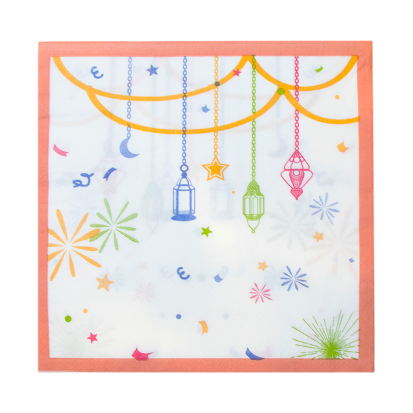 Eid Mubarak Napkin - Multicolour Lanterns