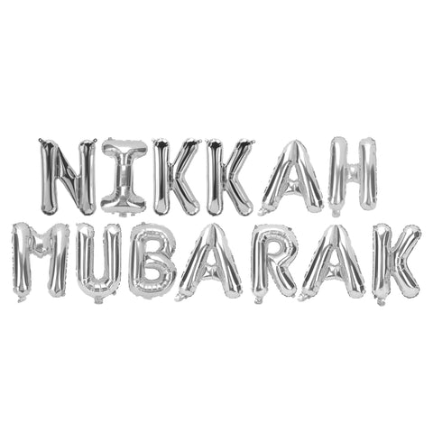 Nikkah Mubarak Foil Balloon - Silver